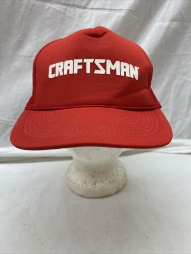 trucker hat baseball cap Vintage Mesh Snap Red Craftsman Nice Shape - $39.99