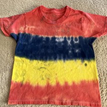 Fruit of the Loom Boys Red Orange Blue Yellow Tie Dye Short Sleeve Shirt XS 4T - $7.35