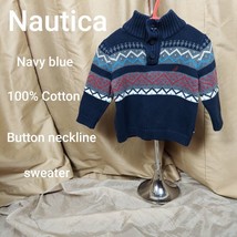 Nautica Navyblue Cotton Button Neck Sweater Size 6-12 Mos. - $6.00