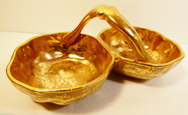 Stangl Pottery Granada hand painted Gold 3784 Double Candy Dish Bowl With Handle - £27.69 GBP