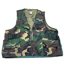 Vintage Sports Afield Shooting Game Vest Mens XXL Green Brown Full Zip Outdoors - $12.82