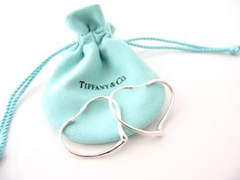 Tiffany &amp; Co Peretti Open Heart Hoop Hoops Earrings 1.5 Inches Pouch Gift Love - £388.96 GBP