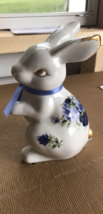 Formalities Porcelain Bunny Rabbit 7” Flowers Gold - $11.83