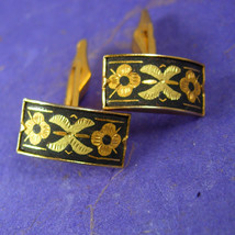 Fancy wedding Cufflinks Damascene Vintage Gold Filled  Fine cuff links Jewelry a - £66.86 GBP