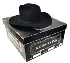 Vintage Luskey’S Roper Size 7 Black Supreme Velvet Finish Western Cowboy Hat - £44.53 GBP