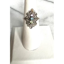 925 STERLING SILVER  FILIGREE MULTI GEMSTONE RING SIZE 7 SKY - $38.61