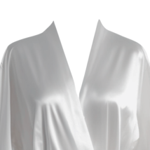ANELE Satin Soft Snow White Wide Sleeve Kimono Wrap Dress Thigh Length Robe - $99.00