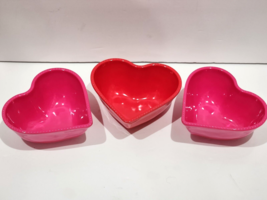 Valentines Day Heart Shaped Pink Red Melamine Dip Salsa Mini Bowls Set of 3 - £13.99 GBP