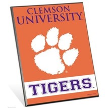 Clemson University Tigers Logo Premium 8&quot; x 10&quot; Solid Wood Easel Sign - £7.82 GBP
