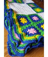 Handmade Granny Square Blanket-40x60&quot;-Homemade-Knit - $79.46
