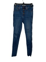 Madewell Women&#39;s Jeans 10&quot; High-Rise Skinny Button Fly Raw Hem Denim Blu... - £18.76 GBP