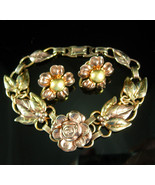 Vintage Bracelet Rose gold with screw on earrings  Van dell  Gift set 12... - €74,96 EUR