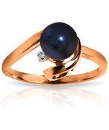 Brand New 14K Solid Rose Gold Ring w/ Natural Diamond &amp; Black pearl - $371.41 CAD