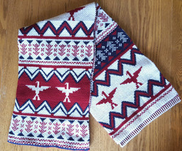 Forever 21 Scarf-100% Acrylic-10.5x77&quot;-Aztec Design-Southwest-Red White - £18.62 GBP