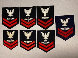 U.S.N. 2nd CLASS RATES, AVIATION BRANCH, RED ON BLUE, ASSORTED TIME PERIODS - $29.70