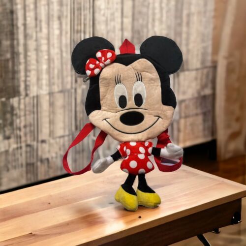 Disney Minnie Mouse Polka Dot Backpack Bag Purse, Big Head Plush 15" Posh Paws - $21.77