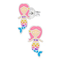 Dancing Mermaid 925 Silver Stud Earrings - £11.19 GBP