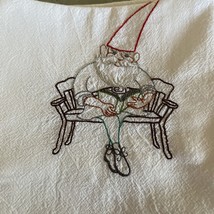 Kitchen Dish Towels Gnome Park Bench Reading Book 100% Cotton 20&quot;x26&quot; Embroidery - £7.95 GBP