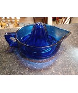 Vintage Cobalt Blue Heavy Glass Citrus Juicer Reamer Heavy Thick Loop Ha... - $34.64