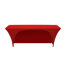 Stretch Spandex Classroom Open Back Rectangular Table Cover 6ft   Red - £55.87 GBP