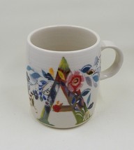 Anthropologie Initial Letter A Flowers Starla Halfmann Monogram Mug Cup Coffee - £17.57 GBP