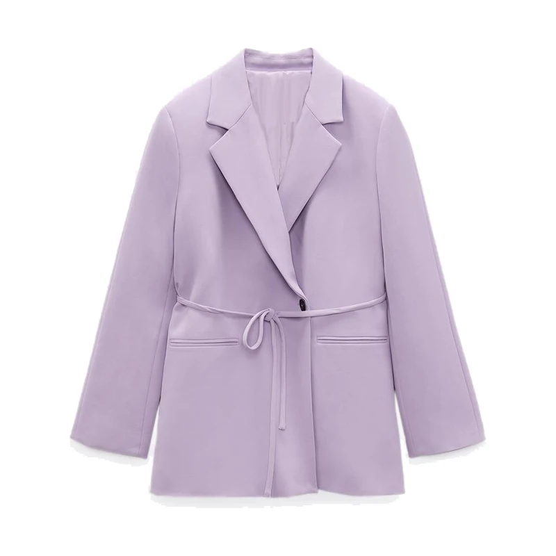 Garaouy  Spring Purple Long Sleeve Blazer Women Sexy Notched Collar Buttons Fren - £158.87 GBP