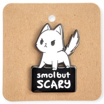 smol but SCARY Enamel Pin: White Cat - £15.61 GBP