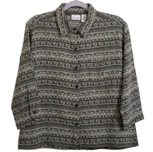 Chico&#39;s Shirt Jacket Shacket  0 Tribal Black Cream Light Weight Button Up S - £8.48 GBP