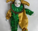 New Orleans Porcelain Baby Clown Jester Doll Mardi Gras Musical, Green /... - $14.95