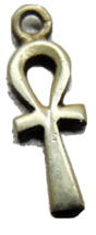 Tiny Charm Ankh Egyptian Cross Men Woman Solid 925 Patina Vtg Sterling Silver - £16.35 GBP
