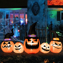 8 FT Halloween Inflatable Pumpkin Family Waterproof Yard Decoration w/LED Lights - £64.49 GBP