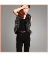 Long Hair Peacock Feather Faux Fur Fashion Short Vest - FUN to Wear! - £54.48 GBP
