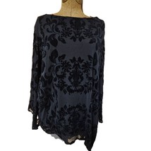 Alfani Blouse Womens Size 2X Black Lace Overlay Trumpet Long Sleeve Top Angled H - £19.46 GBP