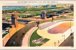 The Worlds Most Beautiful Plaza Grant Park Chicago Illinois Postcard Posted 1931 - £24.07 GBP