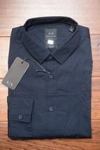 Armani Exchange A|X Men&#39;s Regular Fit Navy Blue Cotton Casual Shirt XL - £38.75 GBP