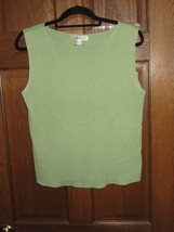 Coldwater Creek Green Silk Blend Sleeveless Shell Sweater Top - Size L - £12.45 GBP