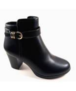 Anne Klein Rumor Black Block Mid Heel Casual Ankle Bootie - $124.73 CAD