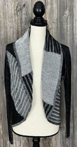 Cabi Open Front Cardigan Sweater Women&#39;s Medium Gray/Black Wool Blend St... - £11.67 GBP