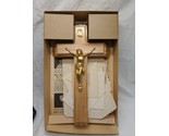 Vintage Wood 13&quot; Crucifex Cross With Holy Water Candle Compartment And L... - £55.31 GBP