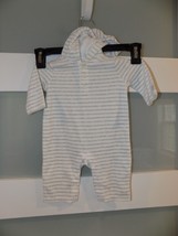 JANIE and JACK Brown Striped Hooded Romper Size 0/3 Months Boy&#39;s - £16.46 GBP