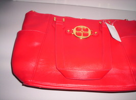 Joy Iman Luxury Bag Red Faux Leather Large Handbag Purse HSN New w/Tags! - £25.91 GBP