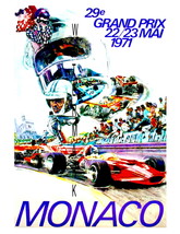 Monaco Vintage (1971) Grand Prix Auto Racing 13 x 10 in Adv Giclee CANVA... - $19.95