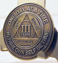 Alcoholic 3 Year Recovery - One Day Chip-Medallion Coin Medal Token AA Anonymous - £3.91 GBP