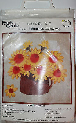 Family Circle 1973 Sunshine Basket Picture or Pillow Top Crewel Embroidery Kit - £22.19 GBP