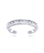 Sterling Silver Toe Ring with Channel-Set Round Moissanite Adjustable - £27.60 GBP