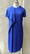 Jason Wu Dress Draped Front Flounce Lapis Blue Crepe Short Sleeve NWT $1295 6 - £389.88 GBP