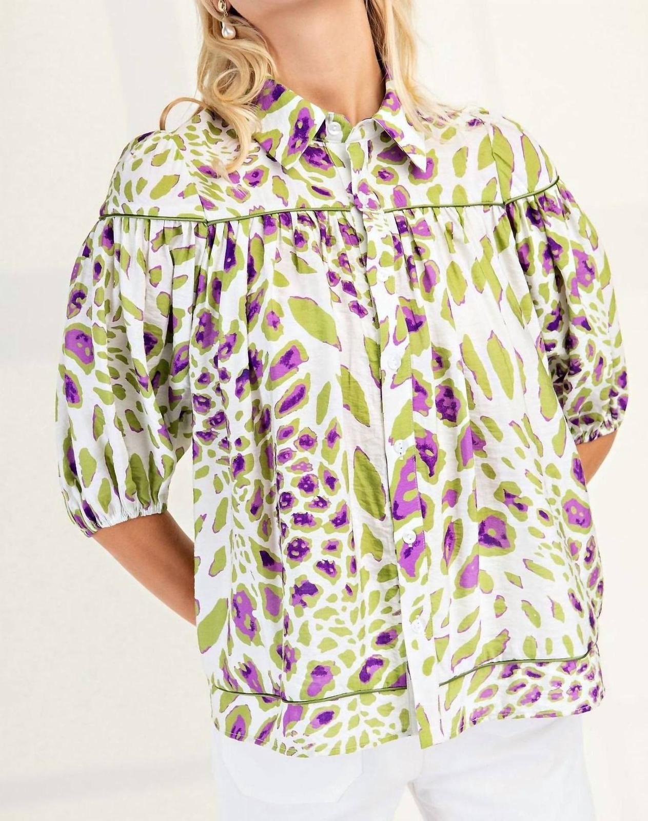 Gigio Colorful Cowgirl Leopard Top Multi - $44.00