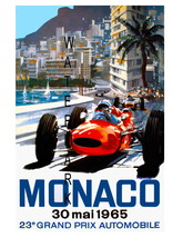 Monaco Vintage (1965a) Grand Prix Auto Racing 13 x 10 in Adv Giclee CANV... - £15.69 GBP