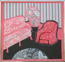 Pink Parlor: Quilted Art Wall Hanging - £280.64 GBP