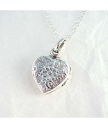 Sterling Silver Floral Pattern Small Heart Locket Necklace - $33.94 CAD